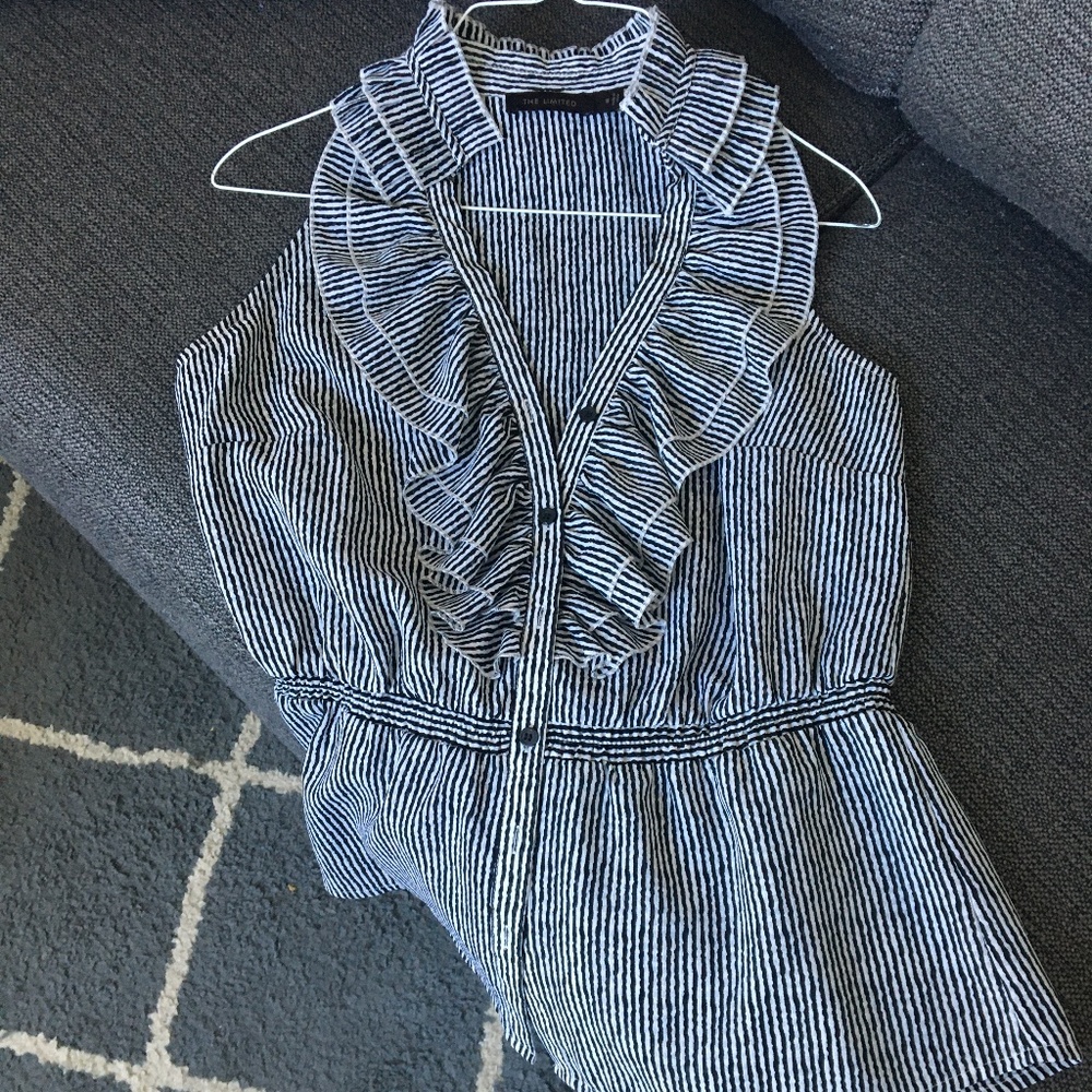 The Limited Black/White Striped Blouse - Small